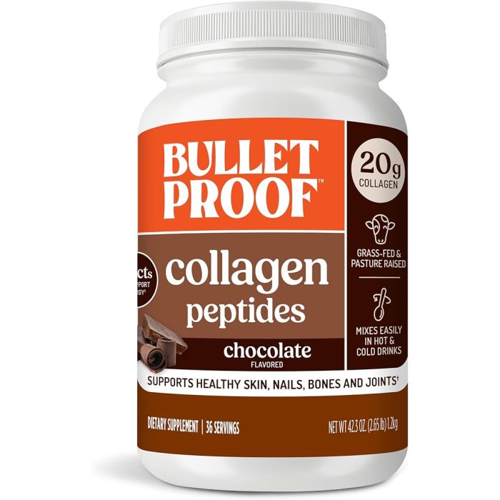 Chocolate collagen protein supplement with MCT oil for daily wellness support